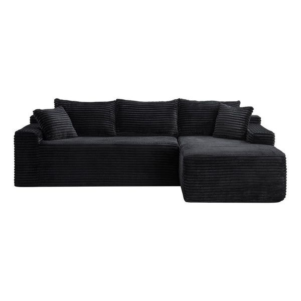 English Elm 106.3" Jumbo Corduroy L-shaped Sectional Deep Seat Sofa for Modern Living Rooms W5515S00037