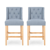 Christopher Knight Home® - Noble House - Landria Button Tufted Fabric Wingback Counterstool (Set of 2)