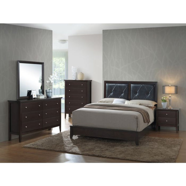 English Elm Charming Espresso Bed with Transitional Design, 52"H x 64"W x 85"D, Durable MDF Construction, Stylish Finish B078S00146