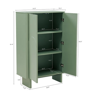 English Elm Ella 32" Accent Cabinet with Soft-Close Doors, Adjustable Shelves, Rounded Edges & Sled Legs Sage Green B365S00007