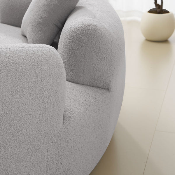 English Elm 66.93 Curved Loveseat 73" Heart-Shaped Teddy Velvet Sofa Full Foam & Spring Support, No-Assembly Cozy Compact Grey W3612P332116