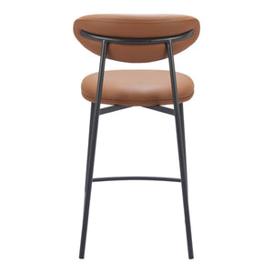 HomeRoots Set of Two Stylish 25" Brown Faux Leather Bar Chairs with Durable Black Steel Frame for Comfort 565000