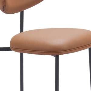 HomeRoots Set of Two Stylish 25" Brown Faux Leather Bar Chairs with Durable Black Steel Frame for Comfort 565000