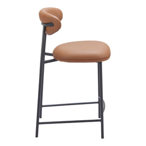HomeRoots Set of Two Stylish 25" Brown Faux Leather Bar Chairs with Durable Black Steel Frame for Comfort 565000
