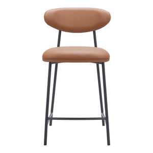 HomeRoots Set of Two Stylish 25" Brown Faux Leather Bar Chairs with Durable Black Steel Frame for Comfort 565000