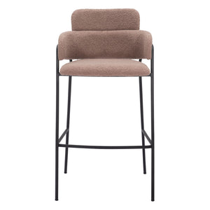 HomeRoots Set of Two Stylish Brown Faux Shearling Bar Chairs with Black Steel Base – Modern Comfort & Design 565002