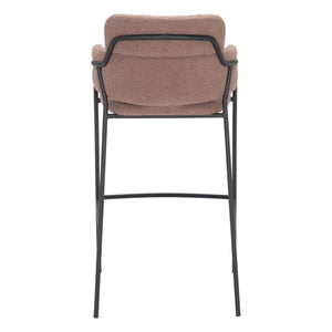 HomeRoots Set of Two Stylish Brown Faux Shearling Bar Chairs with Black Steel Base – Modern Comfort & Design 565002