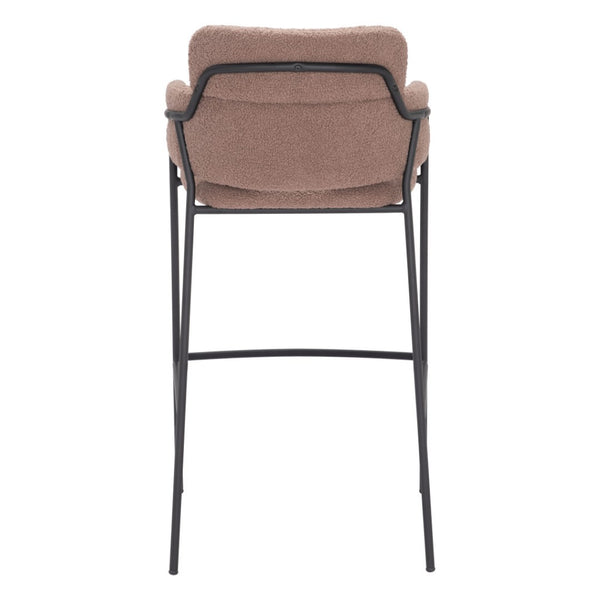 HomeRoots Set of Two Stylish Brown Faux Shearling Bar Chairs with Black Steel Base – Modern Comfort & Design 565002