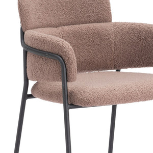 HomeRoots Set of Two Stylish Brown Faux Shearling Bar Chairs with Black Steel Base – Modern Comfort & Design 565002
