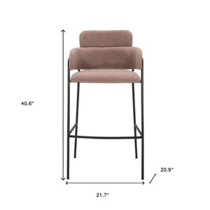 HomeRoots Set of Two Stylish Brown Faux Shearling Bar Chairs with Black Steel Base – Modern Comfort & Design 565002