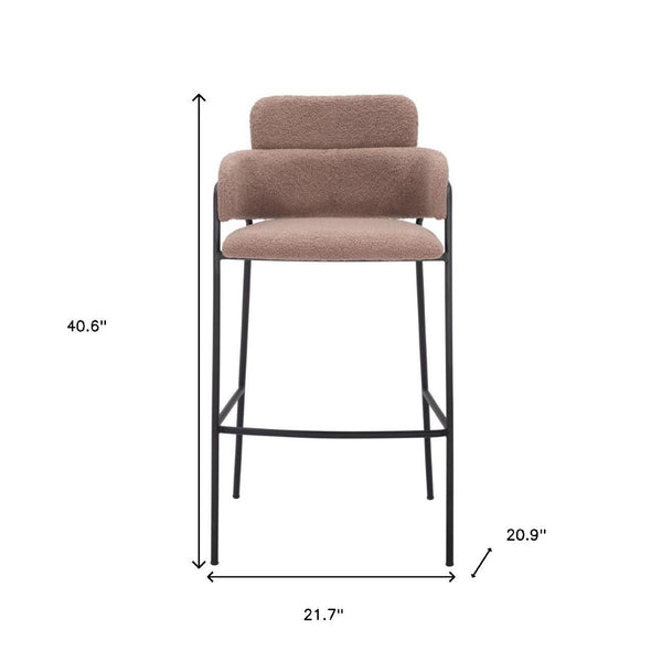 HomeRoots Set of Two Stylish Brown Faux Shearling Bar Chairs with Black Steel Base – Modern Comfort & Design 565002