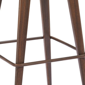 HomeRoots Set of Two Modern Backless Bar Stools in Taupe Faux Leather with Walnut Accents for Home Dining 565003