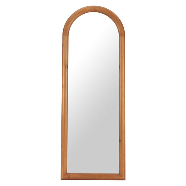 HomeRoots 66" Natural Solid Wood Arch Framed Full-Length Mirror - Elegant Design for Any Room or Space 565006
