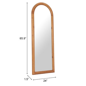 HomeRoots 66" Natural Solid Wood Arch Framed Full-Length Mirror - Elegant Design for Any Room or Space 565006