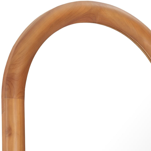 HomeRoots 66" Natural Solid Wood Arch Framed Full-Length Mirror - Elegant Design for Any Room or Space 565006