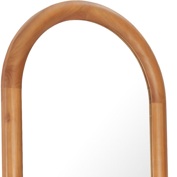HomeRoots 66" Natural Solid Wood Arch Framed Full-Length Mirror - Elegant Design for Any Room or Space 565006