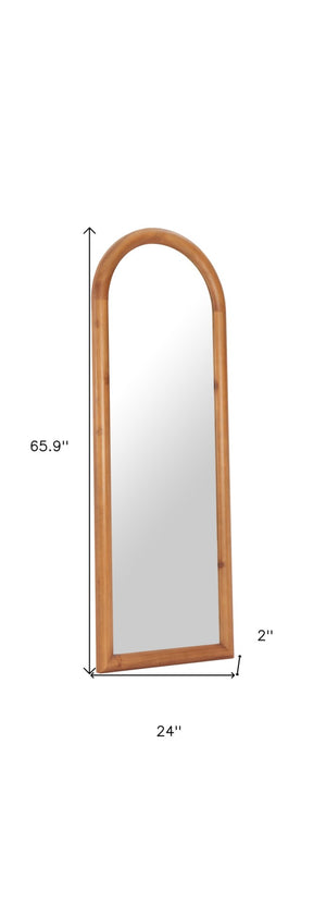 HomeRoots 66" Natural Solid Wood Arch Framed Full-Length Mirror - Elegant Design for Any Room or Space 565006