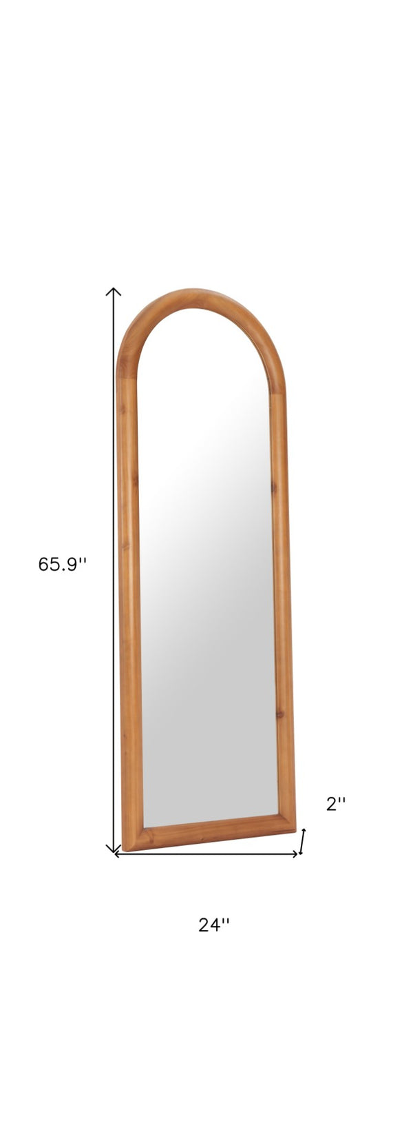 HomeRoots 66" Natural Solid Wood Arch Framed Full-Length Mirror - Elegant Design for Any Room or Space 565006