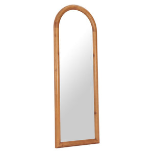 HomeRoots 66" Natural Solid Wood Arch Framed Full-Length Mirror - Elegant Design for Any Room or Space 565006
