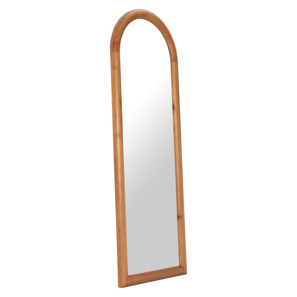 HomeRoots 66" Natural Solid Wood Arch Framed Full-Length Mirror - Elegant Design for Any Room or Space 565006