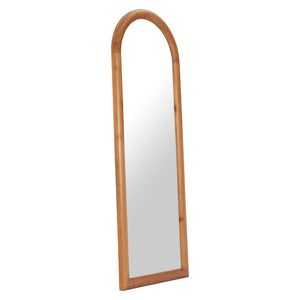 HomeRoots 66" Natural Solid Wood Arch Framed Full-Length Mirror - Elegant Design for Any Room or Space 565006