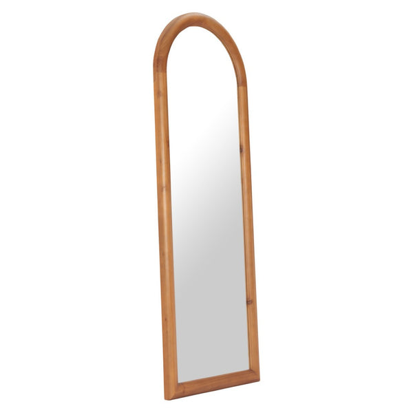 HomeRoots 66" Natural Solid Wood Arch Framed Full-Length Mirror - Elegant Design for Any Room or Space 565006