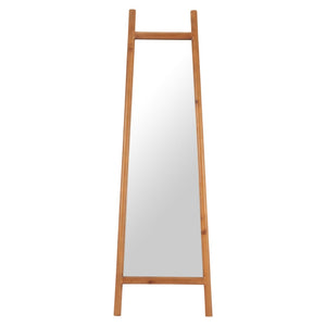 HomeRoots 70" Natural Solid Wood Leaning Mirror with Geometric Frame - Stylish Full-Length Accent for Any Space 565007