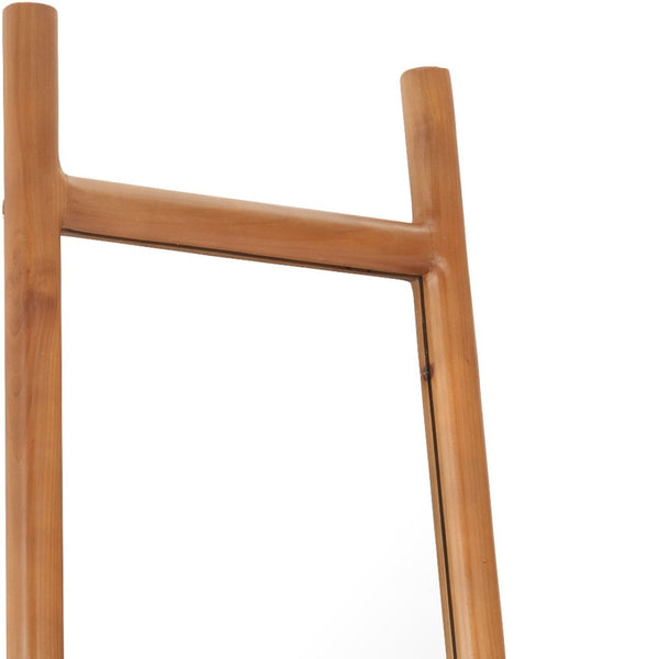 HomeRoots 70" Natural Solid Wood Leaning Mirror with Geometric Frame - Stylish Full-Length Accent for Any Space 565007