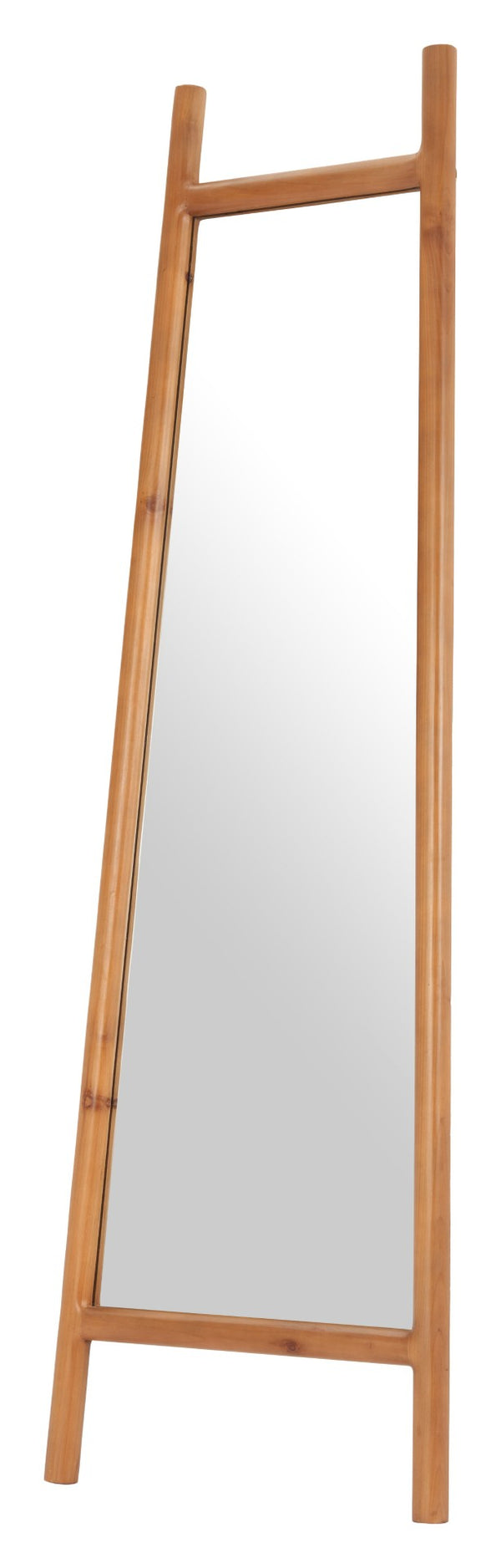 HomeRoots 70" Natural Solid Wood Leaning Mirror with Geometric Frame - Stylish Full-Length Accent for Any Space 565007