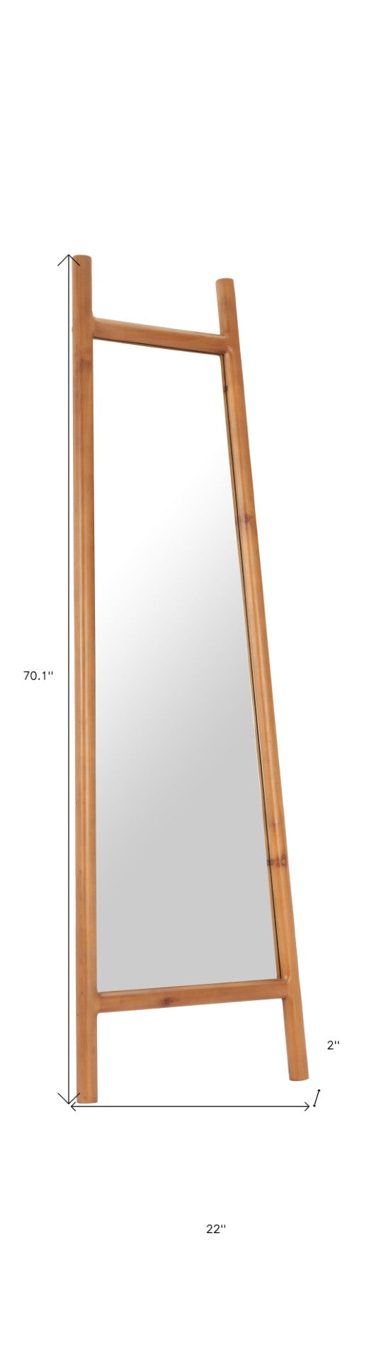 HomeRoots 70" Natural Solid Wood Leaning Mirror with Geometric Frame - Stylish Full-Length Accent for Any Space 565007