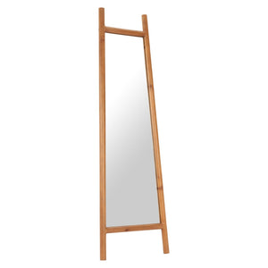 HomeRoots 70" Natural Solid Wood Leaning Mirror with Geometric Frame - Stylish Full-Length Accent for Any Space 565007