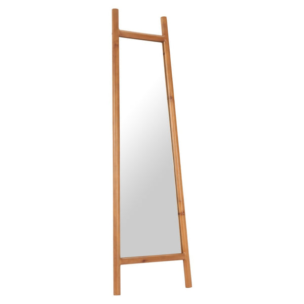 HomeRoots 70" Natural Solid Wood Leaning Mirror with Geometric Frame - Stylish Full-Length Accent for Any Space 565007