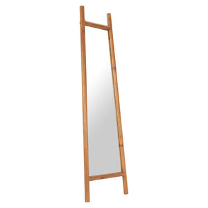 HomeRoots 70" Natural Solid Wood Leaning Mirror with Geometric Frame - Stylish Full-Length Accent for Any Space 565007