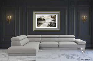 HomeRoots Gray Top Grain Leather L-Shaped Sectional Sofa with Chaise - Modern Comfort & Stylish Design 565011