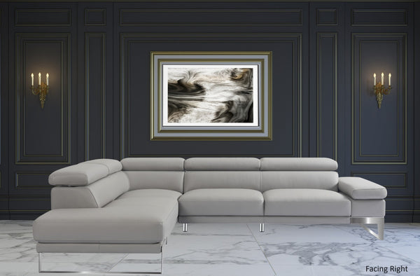 HomeRoots Gray Top Grain Leather L-Shaped Sectional Sofa with Chaise - Modern Comfort & Stylish Design 565011