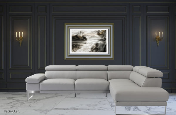 HomeRoots Light Gray Italian Leather L-Shaped Sectional Sofa with Chaise – Modern Comfort & Style Awaits! 565012