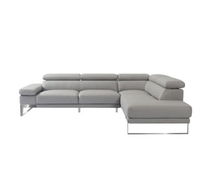 HomeRoots Light Gray Italian Leather L-Shaped Sectional Sofa with Chaise – Modern Comfort & Style Awaits! 565012