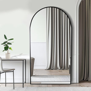 HomeRoots 71" Black Metal Arch Full-Length Mirror – Stylish Freestanding Design for Any Room's Elegance 565018