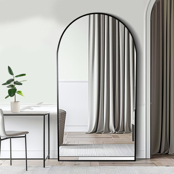 HomeRoots 71" Black Metal Arch Full-Length Mirror – Stylish Freestanding Design for Any Room's Elegance 565018
