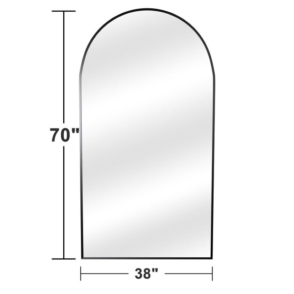 HomeRoots 71" Black Metal Arch Full-Length Mirror – Stylish Freestanding Design for Any Room's Elegance 565018