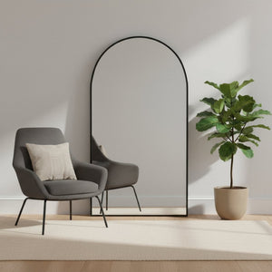 HomeRoots 71" Black Metal Arch Full-Length Mirror – Stylish Freestanding Design for Any Room's Elegance 565018