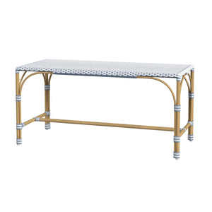 Butler Specialty Tobias Outdoor Rattan And Metal Dining Side Chair – Chic Coastal Style For Your Patio Oasis White And Sky Blue Dot Aluminum,Polyethylene (Pe) Rattan Weave 5650194-butler