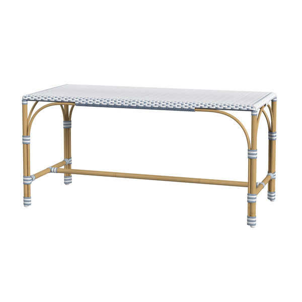 Butler Specialty Tobias Outdoor Rattan And Metal Dining Side Chair – Chic Coastal Style For Your Patio Oasis White And Sky Blue Dot Aluminum,Polyethylene (Pe) Rattan Weave 5650194-butler