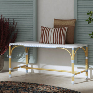 Butler Specialty Tobias Outdoor Rattan And Metal Dining Side Chair – Chic Coastal Style For Your Patio Oasis White And Sky Blue Dot Aluminum,Polyethylene (Pe) Rattan Weave 5650194-butler