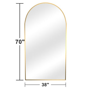 HomeRoots 71" Gold Metal Arch Full-Length Mirror - Elegant Leaning Design for Stylish Homes & Businesses 565019