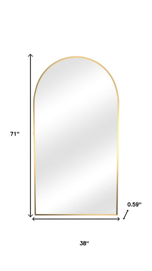 HomeRoots 71" Gold Metal Arch Full-Length Mirror - Elegant Leaning Design for Stylish Homes & Businesses 565019
