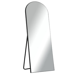 HomeRoots 67" Black Solid Wood Arched Full-Length Mirror – Stylish, Freestanding Design for Any Space 565024