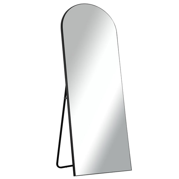 HomeRoots 67" Black Solid Wood Arched Full-Length Mirror – Stylish, Freestanding Design for Any Space 565024