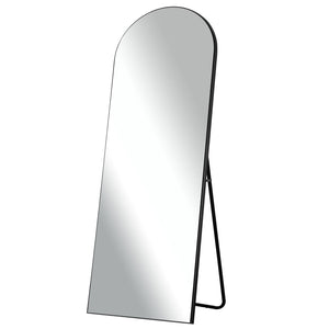 HomeRoots 67" Black Solid Wood Arched Full-Length Mirror – Stylish, Freestanding Design for Any Space 565024
