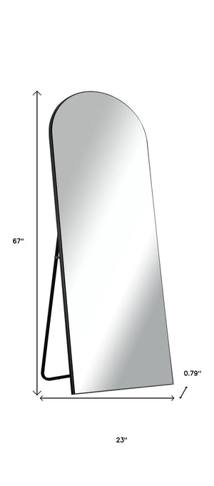 HomeRoots 67" Black Solid Wood Arched Full-Length Mirror – Stylish, Freestanding Design for Any Space 565024